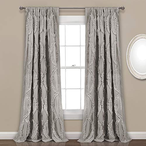 "Lush Decor Avon Window Curtain Sydney Throw Blanket, 54"" W x 84"" L, Light Gray"