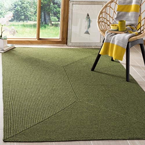 Safavieh Contemporary Rug Living Room, Dining Room, Bedroom - Machine Washable and Reversable - Braided Collection, Short Pile, in Green, 66 x 112 cm