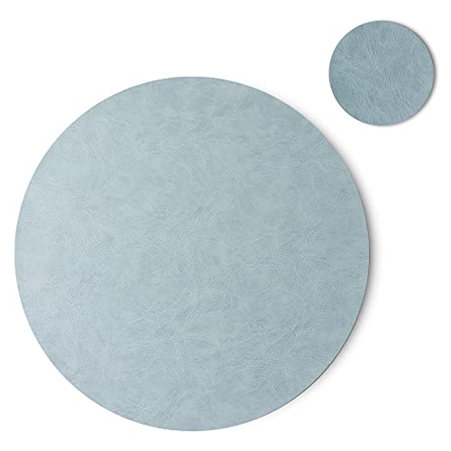 Jovono Set of 8 PU Leather Placemats, Waterproof Coffee Coasters, Kitchen Table Mats, Easy to Wipe Off for Dining Round Table