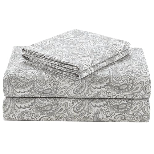 Comfort Spaces 144TC Cotton Sheet Set Breathable, Lightweight, Soft with Elastic Deep Pocket, Modern All Season Cozy Bedding, Matching Pillow Case, King, Paisley Multi 4 Piece