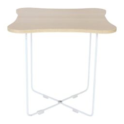 Relaxdays side table, HxWxD: 40 x 40 x 40 cm, Scandinavian design, MDF & metal, square coffee table, natural/white