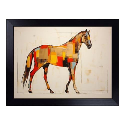 Lap Tray with Bean Bag Cushion, Horse Minimalism - Handmade in the UK, Raised Wooden Edge, Padded Cushion, Heat-Resistant Wipe-Clean Surface, for Meals, Laptops and Crafts