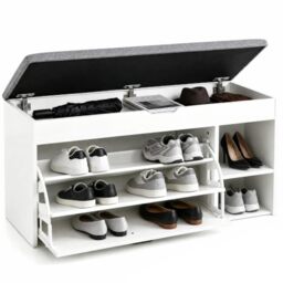Meerveil Shoe Storage Bench with Seat and Flip Drawer, W100 x D30 x H52 cm