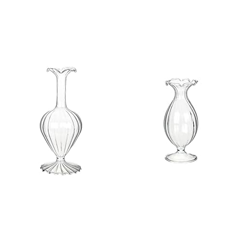 Large Clear Glass Bud Vase 19cm & Small Clear Glass Bud Vase 12cm Bundle