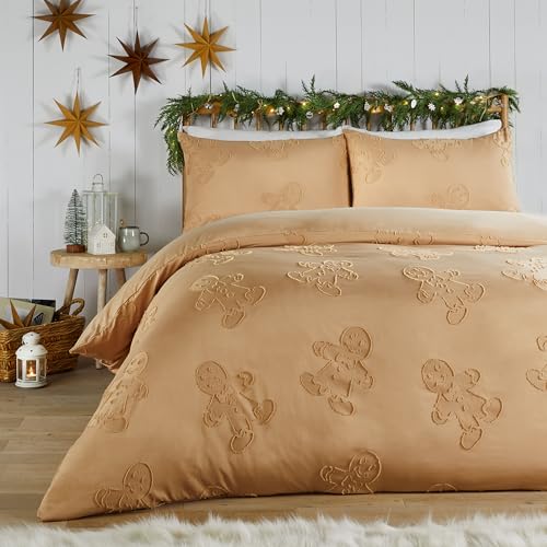 furn. Duvet Day Gingerbread Tufted Duvet Cover Set – Soft Cosy Festive Bedding (Ginger - Single)