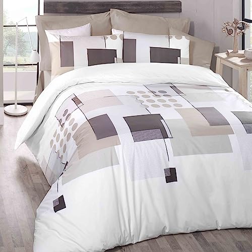 WELL HOME MOBILIARIO & DECORACIÓN Duvet Cover Set + 2 Pillowcases 240 x 220 White Beige Grey
