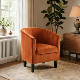 Home Source Bedford Small Padded Tub Chair, Velvet, Rusty Orange
