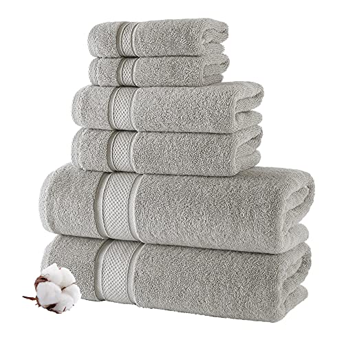 NOVA Luxury Linen - Hotel Quality Turkish Towel Set for Bathroom (6 Pcs Towel Set, Mirage Grey)
