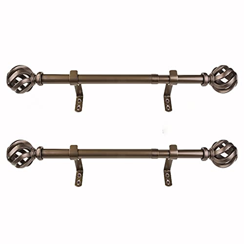 Decopolitan Side Curtain Rod Pair, Dark Bronze, 12 to 20 Inches