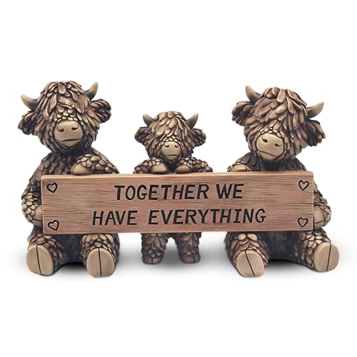 Lesser & Pavey Hughie Highland Cows Together Home Decor Figurine - Inspirational Quote, Woodland Theme, Carved Finish, Tabletop Display, Decorative Accent, Keepsake Gift