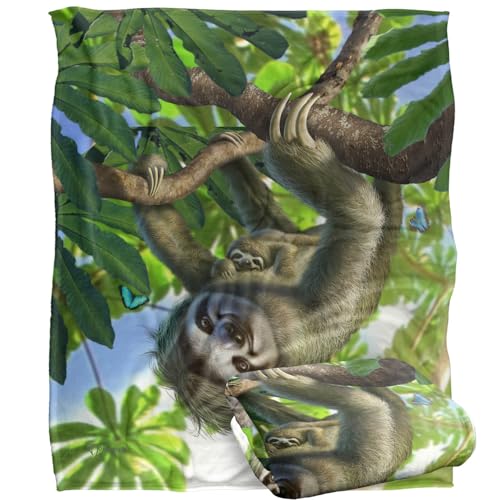 Jq Licensing - Jlo Sloth Family Butterlies Silky Touch Super Soft Throw Blanket 152 X 127 Cm
