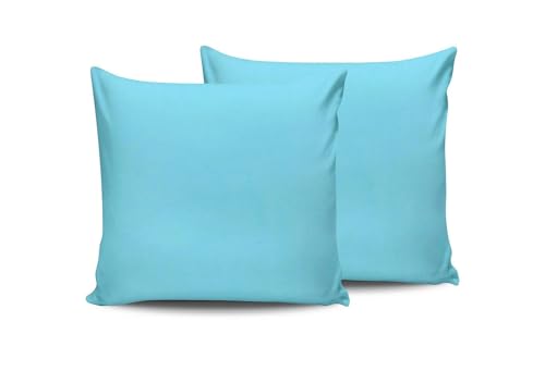 Turquoise Pillowcase Set (2 Pieces), 80 x 80 cm, 100% Cotton Ranforce, 155 Thread Count, Envelope Closure, Machine Washable at 30°C, Soft and Durable