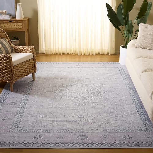 Safavieh Distressed Rug Ideal for High Traffic Areas - Machine Washable and Non Slip - Arizona Collection, Short Pile, in Pink and Beige, 244 X 305 cm