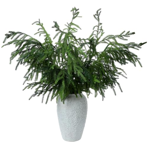 Zeyune 12 Pcs 36 Inches Christmas Norfolk Artificial Pine Branches Garland Fake Greenery Pine Sprigs Real Touch Green Plants Pine Needles for DIY Garland Wreath and Home Garden Decoration