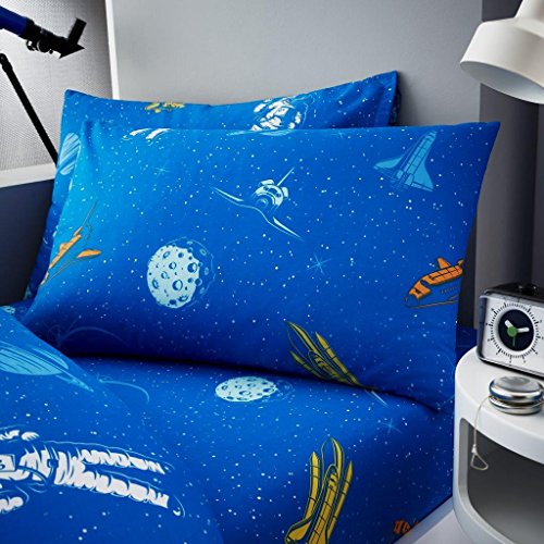 Gaveno Cavailia Kids Panel Sheet Set Astronaut Single Children Character Bedding 2 Piece Printed Easy Care Bedlinen 1 Fitted Bedsheet and 1 Matching Pillow Case