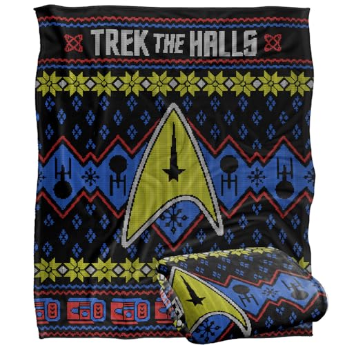 Star Trek Trek The Halls Ugly Christmas Sweater Silky Touch Super Soft Throw Blanket 152 X 127 Cm
