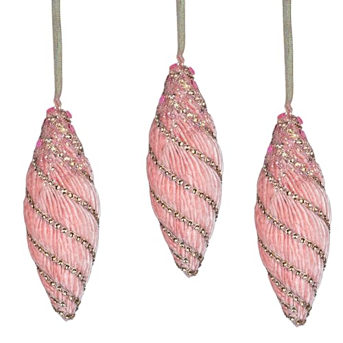 3Pcs Baby Pink Nut Bauble 15cm - Christmas Tree Hanging Decorations Festive Decorative Ornaments Fairy Tale Themed Xmas Tree Pendant