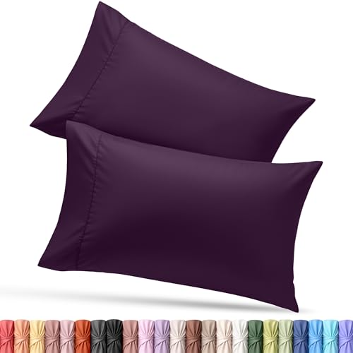 Utopia Bedding Queen Pillow Cases - 2 Pack - Envelope Closure - Soft Brushed Microfiber Fabric - Shrinkage and Fade Resistant Pillow Covers 20 X 30 Inches (Queen, Purple)