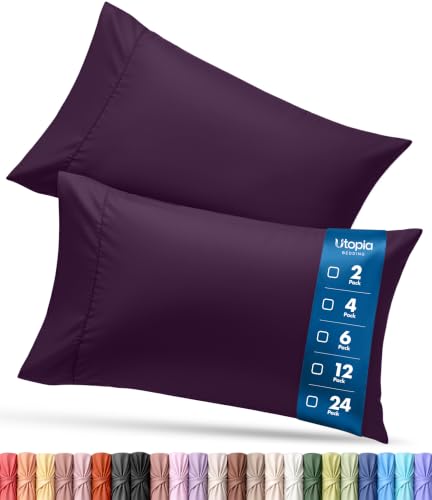 Utopia Bedding Queen Pillow Cases - 2 Pack - Envelope Closure - Soft Brushed Microfiber Fabric - Shrinkage and Fade Resistant Pillow Covers 20 X 30 Inches (Queen, Purple)