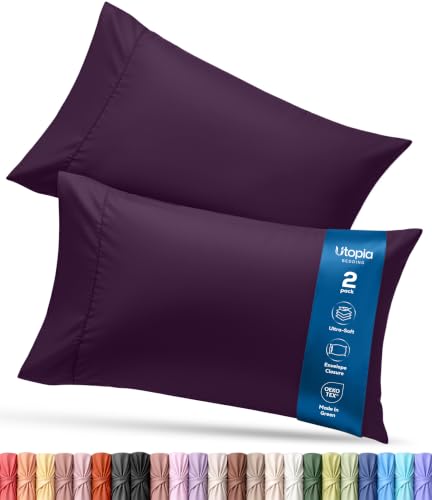 Utopia Bedding Queen Pillow Cases - 2 Pack - Envelope Closure - Soft Brushed Microfiber Fabric - Shrinkage and Fade Resistant Pillow Covers 20 X 30 Inches (Queen, Purple)