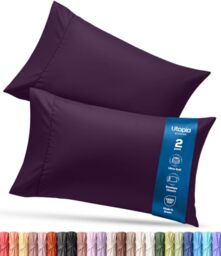Utopia Bedding Queen Pillow Cases - 2 Pack - Envelope Closure - Soft Brushed Microfiber Fabric - Shrinkage and Fade Resistant Pillow Covers 20 X 30 Inches (Queen, Purple)