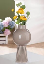 GILDE Vase Balazar Ceramic Grey Glossy Height 35 cm Diameter 18 cm Decoration Home Accessory Gift Home Decor
