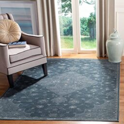 SAFAVIEH Traditional Rug for Living Room, Dining Room, Bedroom - Vintage Collection, Short Pile, in Slate and Cream, 66 X 244 cm