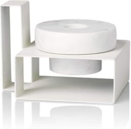 Lucie Kaas MR01WH Marco Collection Candle Holder White Marble Height 8cm