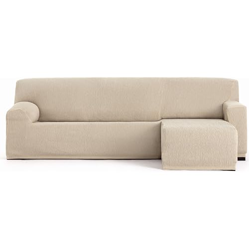 ECOMMERC3 Chaiselong Sofa Cover Short Right Arm Universal and Versatile ??? Chaiselong Sofa Cover, Ecru Colour Protector Easy to Install for Back, Seat and Arms