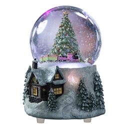 "Juniland MG-7282 4"" Play O Christmas Tree Snow Globe with Automatic Twist Pull Colour Changing Light Effect"