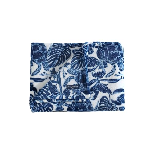 "Tommy Bahama - Throw Blanket, Plush Fleece Bedding, Tropical Home Decor for Bed or Couch (Turtle Bay Blue, 50"" x 70"")"