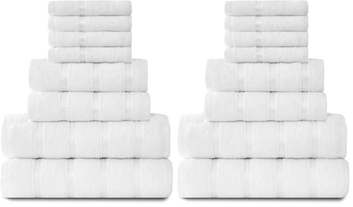 Gaveno Cavailia Luxurious 16 Pack Boston Towel Bale Set (4 Face, 2 hand and 2 Bath), Cotton, White