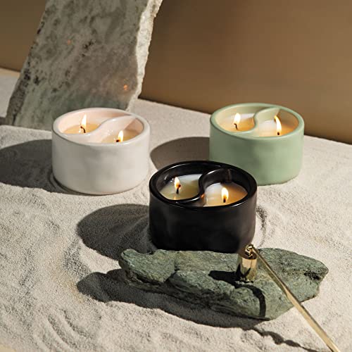 Paddywax Scented Candles Yin-Yang Collection 2-Wick Artisan Candle, 311g, Cactus Flower - Watermint