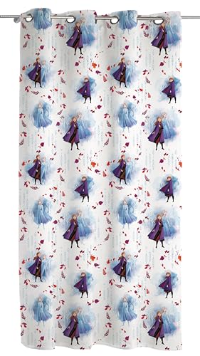 Frozen Disney Voile Curtain with Rings, Bedroom, 140 x 290 cm, Official Product, Single Panel