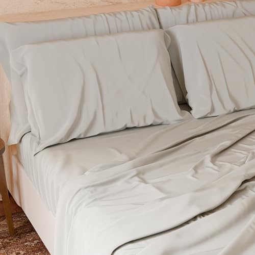PETTI Italian Artisans - 4-Piece Maxi Double Bed Sheet Set, Soft and Breathable, Complete Bed Set with Top Sheet, Fitted Sheet with Elasticated Corners and 2 Pillowcases, Grey Sheets