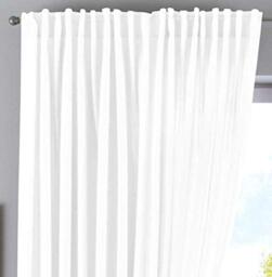 Gardinenbox Cationic Jena Curtain Box Hidden Loops Opaque Linen Look Mottled Curtain Tape with Tie Backs 100% Polyester White H x W 250 x 300 cm