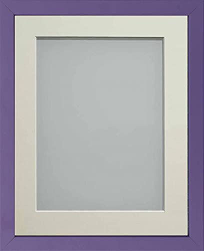 Frame Company Jellybean Range Purple Wooden 9x7 inch Picture Photo Frame with Ivory Mount for Image 6x4 inch * Choice of Colours & Sizes* Fitted with Perspex