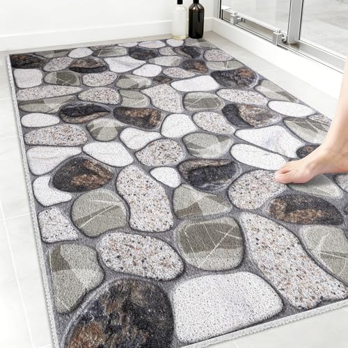 Extra Large Shower Mat Non-Slip : 47x32 inch Loofah Shower Mats for Inside Shower with Drain Hole, Anti Slip Shower Mat, Stand up Shower Floor Mat