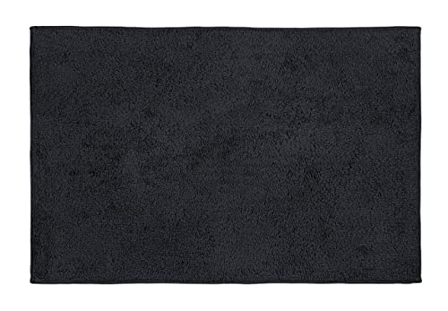 WENKO Ono bath mat, bath mat made from 100% cotton with 10 mm pile height for a pleasantly soft feel, non-slip backing, washable up to 40 °C, (W x D): 50 x 80 cm, slate grey