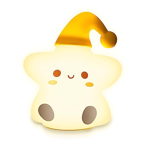 groov e Cuties - Ezra Star - Colour Changing LED Night Light with 30/60 Minute Timer - 7 Colours - Tap to Use - Rechargeable 12-Hour Battery or USB Powered - for Babies, Toddlers & Children