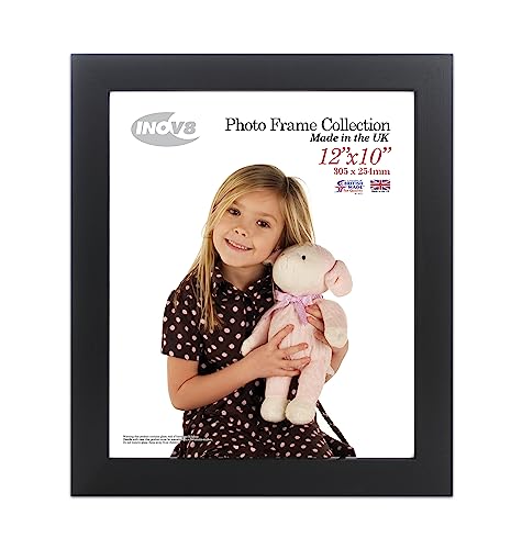 "Inov8 British Made Real Wood Picture/Photo Frame 12x10"" Inch(30x25cm) - Kayla 30mm Black"