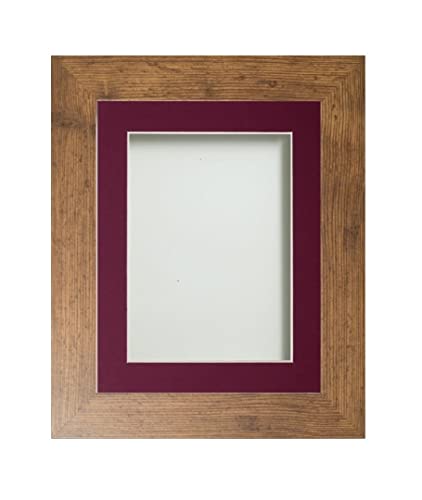 Frame Company Watson Rustic Picture Photo Frame fitted with Perspex, A3 with Plum Mount for image size A4