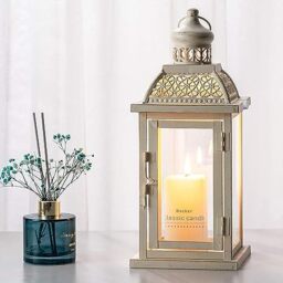 "NEEDOMO Candle Lantern Decorative, 13.5"" Vault Hanging Lanterns with Tempered Clear Glass Outdoor Decor for Patio, Front Porch, Farmhouse, Wedding, Shelf"