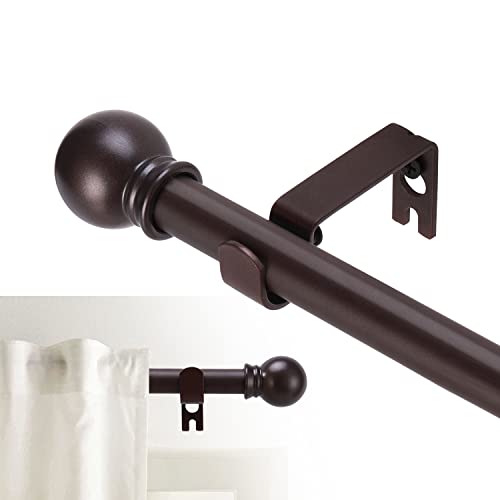 GXOACKJ Curtain Rods for windows 32-62 inch, 5/8 inch Decorative Brown Splicing Heavy Duty Metal Curtain Rod set with Brackets