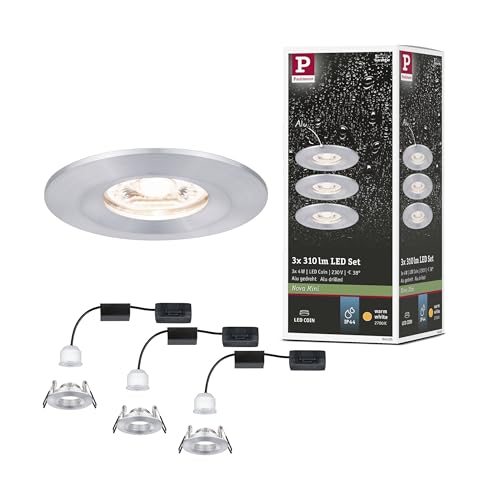 Paulmann 94305 Nova mini LED recessed luminaire Coin Round Rigid incl. 3x4 watt recessed Ceiling Spotlight Turned Aluminium recessed lamp Aluminium Warm White 2700 K
