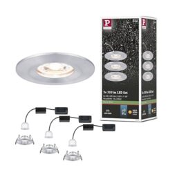 Paulmann 94305 Nova mini LED recessed luminaire Coin Round Rigid incl. 3x4 watt recessed Ceiling Spotlight Turned Aluminium recessed lamp Aluminium Warm White 2700 K