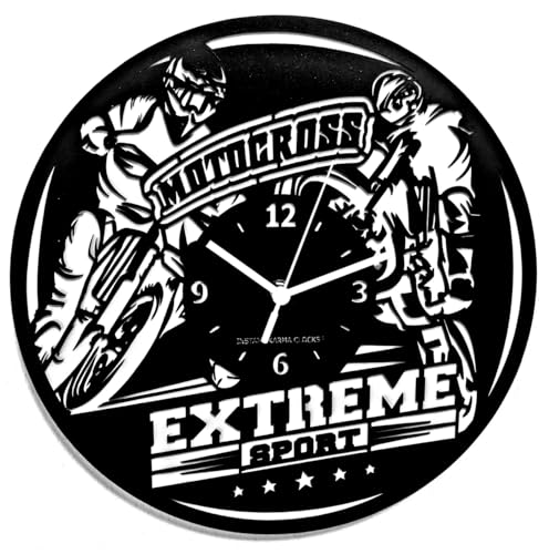 Instant Karma Clocks - Motocross Wall Clock – Silent Non-Ticking Quartz – Wall Decoration for Biker, Garage, Racing Enthusiast, Workshop, Extreme Sports Decor