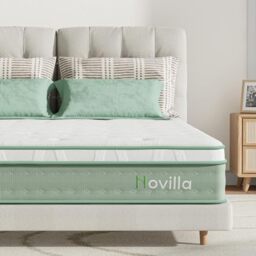 Novilla Mattresses King Size 9.8 Inch 3-Zone Gel Memory Foam Pocket Sprung Mattress, 5FT Hybrid Mattress Firm with Oeko-tex Knitted Fabric and CertiPUR-US Foam 150x200x25cm