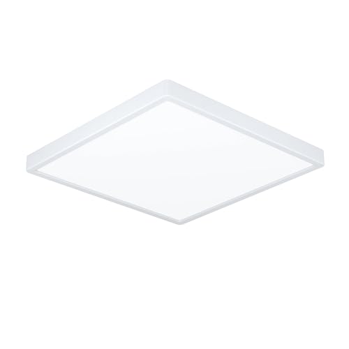 Eglo LED Ceiling Light Fitting Fueva 6, Square Ceiling lamp, Flush Light Fixture, White Plastic, Ceiling Lighting Warm White-Cold White, 39x39 cm