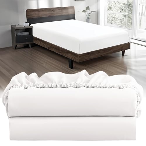 "Knit Jersey 100% Cotton 2 Twin XL Fitted Bed Sheets (2-Pack) Soft and Comfy - Twin Extra Long, 15"" Deep Pocket, 39"" x 80"" Great for Dorm Room, Hospital and Split King Dual Adjustable Beds (White)"